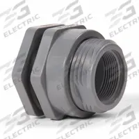 HAYWARD Bulkhead Tank Fitting: PVC Body, 1 in Female Socket Inside, 1 in Female NPT Threaded Outside (MPN BFAS1010CES). Key specifications — Fitting Material: PVC; Brand: HAYWARD.