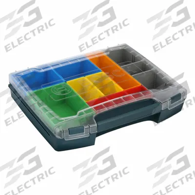 BOSCH Tool Box: 12 1/2 in W 14 1/4 in D 3 in H, Plastic, Blue, Hinged Lid - Plastic Tool Organizer Boxes