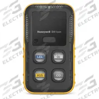 HONEYWELL Multi-Gas Detector: IP66/IP68, HONEYWELL BW BW Icon, Lithium Ion, CO/H2S/O2/SO2, BW Icon (MPN ICON-Y-H). Key specifications — Gas Detected: Carbon Monoxide; Housing Color: Yellow; Battery Chemistry: Lithium Ion; Communication Protocol: Bluetooth.