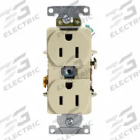 LEVITON Duplex Receptacle Outlet: Duplex, 5-15, Ivory, 125V AC, 15 A, 2 Pole / 3 Wire (MPN 5262-SI)