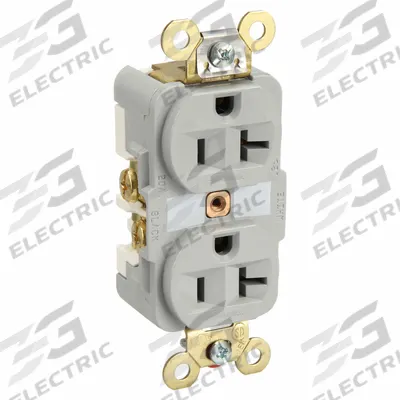 HUBBELL Receptacle: Duplex, 5-20, Gray, 125V AC, 20 A, 2 Pole / 3 Wire (MPN HBL5362GY) - General Purpose Receptacles
