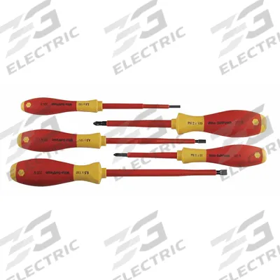 WIHA Insulated Screwdriver Set: 1-10 Pieces, 5 Pieces, Phillips/Slotted Tip - Insulated Screwdriver Sets
