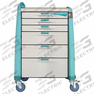 CAPSA HEALTHCARE Anesthesia Cart: Polymer, (1) Swivel with Brake/(3) Swivel, Green - Medical Procedure Carts