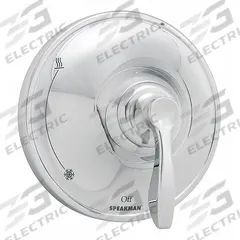SPEAKMAN Shower Valve Trim: Compatible Product Type CPV-PB Speakman Shower Valves, Circle Trim Plate (MPN CPT-10000-P). Key specifications — Compatible Product Type: CPV-PB Speakman Shower Valves; Brand: SPEAKMAN; Trim Plate Material: Plastic; Product Type: Shower Trim Kit; Trim Plate Shape: Circle; Handle Material: Zinc; Trim Finish/Color: Chrome.