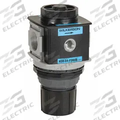 WILKERSON Compressed Air Regulator: Aluminum, 1/2 in NPT, 250 cfm, 300 psi Max Op Pressure, Knob (MPN R28-04-F000B). Key specifications — attr111664: No; attr111400: R28; attr111627: WILKERSON.