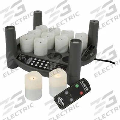 STERNO Flameless Candle: 24 hr Burn Time, Black/White, 9 3/4 in Overall Ht - Candles & Votives