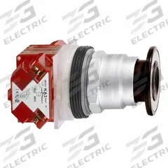 SCHNEIDER Mushroom Head Push Button: Non-Illuminated, Mushroom Head Profile, Metallic, 30 mm, SPDT (MPN 9001KR9BH13). Key specifications — Brand: SCHNEIDER; Action: Maintained; Series: 9001K; Push Button Material Type: Metallic.