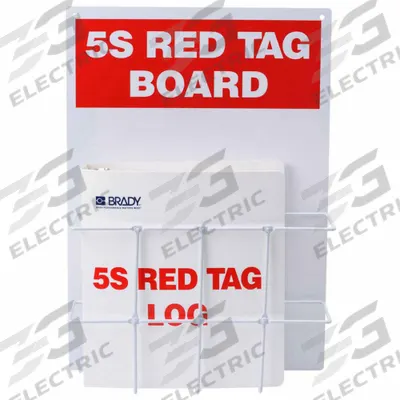 BRADY Information Center: Information Center, Red/White, Red, Acrylic, 1 Binder Holders - 5S Red Tag Stations