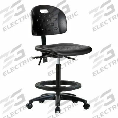 APPROVED VENDOR Ergonomic Chair: Polyurethane, Armless, Ht Range 24 1/4 in to 34 in, 18 in Seat Wd - Polyurethane Lab Chairs