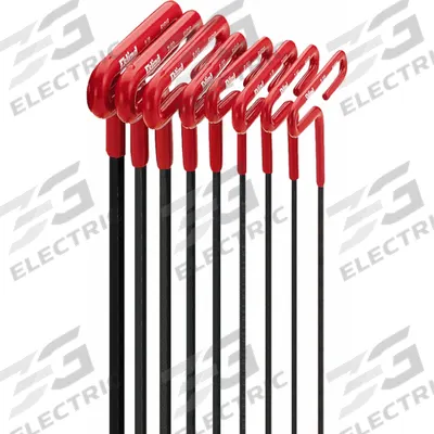 EKLIND Hex Key: 6 - 10 Pieces, Hex T, T, SAE, Std End, Long, 8 Pieces, Pouch, Black Finish - T-Shaped Hex Key Sets
