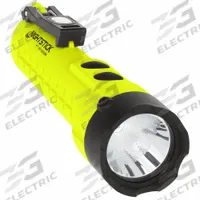 NIGHTSTICK Safety-Rated Flashlight: 300 lm, 14 hr Run Time at Max Brightness, 187 m Max Beam (MPN XPP-5422GMX). Key specifications — Brand: NIGHTSTICK; Battery Requirements - Broad: Requires 3 AA.