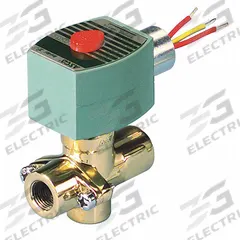 REDHAT Solenoid Valve: 2-Way, Normally Open, 1/2 in Pipe Size, 120V AC, Self-Cleaning, Brass Body (MPN 8267G015). Key specifications — Coil Enclosure: Without Junction Box; Pipe Size: 1/2 in; Voltage: 120V AC; Brand: REDHAT.