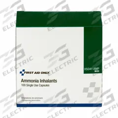FIRST AID ONLY Fainting Reliever: Ammonia, 100 Individual Doses, Inhalant (MPN H5041-AMPGR). Key specifications — Brand: FIRST AID ONLY; Manufacturer Part Number: H5041-AMPGR; Exterior Package Type: Box; Format: Inhalant; Unit Dose: Alcohol 35%; Active Ingredient: Ammonia; Dose Package Type: Packets; Individually Dosed: Individually Dosed.