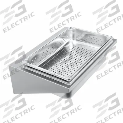 CROWN VERITY Fryer Dump Station: Stainless Steel, 23 in Overall Wd - Removable Cooking Surfaces & Trays