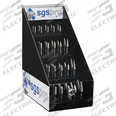 SGS PRO Carbide Bur Set: 1/4" Shank, Double Cut, 1/4" to 1/2" Head Dia - Double-Cut Carbide Bur Sets