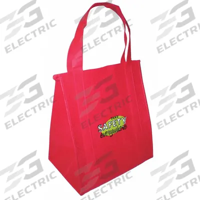 THE MAREK GROUP Tote Bag: Red, Zipper, 15 in Overall Lg, 15 in Overall Wd - Insulated Tote Bags