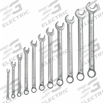 PROTO Combination Wrench Set: Alloy Steel, Black Oxide, 11 Tools, 15° Head Offset Angle - SAE 12-Point Combination Wrench Sets