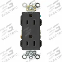 LEVITON Plugs and Receptacles: Duplex, 5-15, Black, 125V AC, 15 A, 2 Pole / 3 Wire (MPN 16262-E)