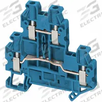 SCHNEIDER Terminal Block: DIN Rail Mounting Type, Screw-On Wire Termination, 2 Wire Terminals, 30 A (MPN NSYTRV44DBL). Key specifications — Brand: SCHNEIDER; For Minimum Wire Size: 26 AWG; Wire Termination Style: Screw-On.