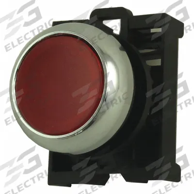 EATON Flush Push Button: Red, 22 mm Mounting Size, Non-Metallic - Illuminated Flush-Mount Push-Button Operators