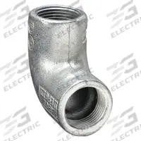 Elbow, 90 Degrees: Iron, Electroplated, ELF, 1 in Trade Size, Female to Female, NPT (MPN ELF90-100). Key specifications — Ends - Hazardous Fittings: 1 in FNPT x 1 in FNPT; Material: Iron; Finish: Electroplated; Brand: APPLETON ELECTRIC.