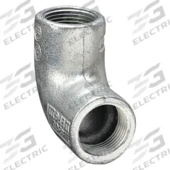 Elbow, 90 Degrees: Iron, Electroplated, ELF, 1 in Trade Size, Female to Female, NPT (MPN ELF90-100). Key specifications — Ends - Hazardous Fittings: 1 in FNPT x 1 in FNPT; Material: Iron; Finish: Electroplated; Brand: APPLETON ELECTRIC.