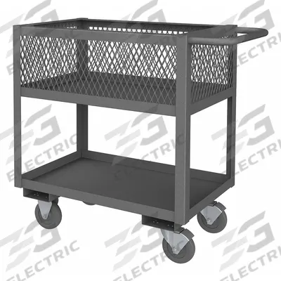 APPROVED VENDOR Utility Cart: 1,400 lb, 30 in L x 18 in W Shelf, 2 Shelves, Gray - Utility Carts With See-Through Ventilated Walls