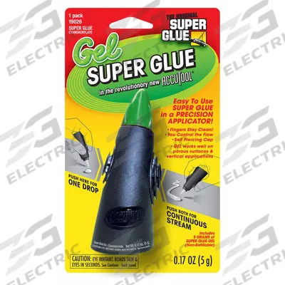 SUPER GLUE Instant Adhesive: Accutool, Gen Purpose, 0.17 fl oz, Tube, Clear, Gel - General Purpose Instant Adhesives