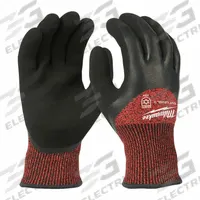 MILWAUKEE Work Gloves: L ( 9 ), Palm, Double Dipped, Latex, Palm, Latex, Nylon ( 15 ga ), Red, 12 PK (MPN 48-22-8922B). Key specifications — Silicone-Free: No; Includes Reinforced Thumb Crotch: No; ANSI/ISEA Cut Level: A3; Touchscreen Compatible: No; Brand: MILWAUKEE.