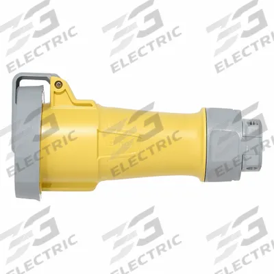 LEVITON Pin and Sleeve Connector: Yellow, 125V AC, Single Phase, 30 A, 2 Pole, 3 Wire - Washdown-Rated Connectors