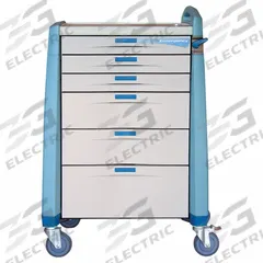CAPSA HEALTHCARE Emergency Cart: Polymer, (1) Swivel with Brake/(3) Swivel, Blue, 6 Drawers (MPN AM-EM-STD-BLUE). Key specifications — Material: Polymer; Brand: CAPSA HEALTHCARE; Caster/Wheel Configuration: (3) Swivel; Cabinet Color: Blue.