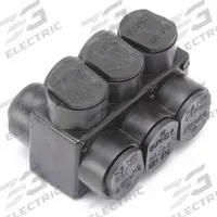 BURNDY Multitap Connector: 3 Port, Double-Sided Entry, 14 AWG – 2/0 AWG Wire Size, Black (MPN 1PLD2/03). Key specifications — Body Material: Aluminum; Brand: BURNDY.