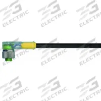 Cordset: M12 Female Right Angle X Bare Wire, 5 Pins, Black, PUR, 3 m Cable Lg, 4 A Max Current (A) (MPN 7000-12441-6350300). Key specifications — Cable Jacket Color: Black; End 1 Gender: Female; End 1 Mounting Orientation: Right Angle; End 2 Connection Type: Bare Wire; IP Rating: IP65; Brand: MURRELEKTRONIK; Wire Size: 22 AWG; Cable Jacket Material: PUR.
