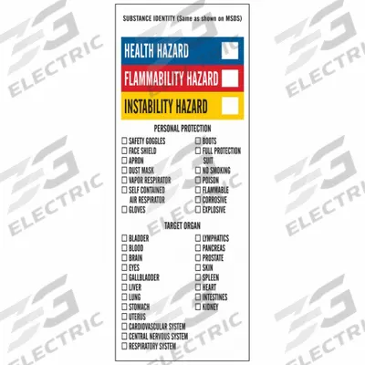 BRADY NFPA Label: 8 in Ht, 3 in Wd, Vinyl, Adhesive, 3 in x 8 in - Safety
