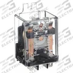 OMRON Flange Mount Relay: Surface (Side Flange) Mounted, 10 A Current Rating, 24V DC, DPDT (MPN MJN2CF-DC24). Key specifications — Brand: OMRON; Base Type: Octal; Mounting Style: Side Flange; Electrical Connection: Quick-Connect Terminal; Manufacturer Part Number: MJN2CF-DC24; Operating Current: 10 A at 240V AC (Inductive Load); Series: MJN Series.