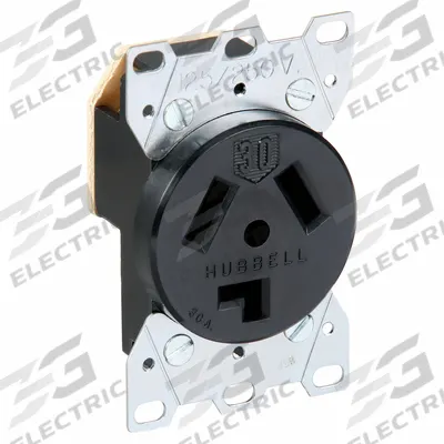 HUBBELL Receptacle: Single, 10-30, Black, 125/250V AC, 30 A, 3 Pole / 3 Wire (MPN HBL9350) - General Purpose Receptacles