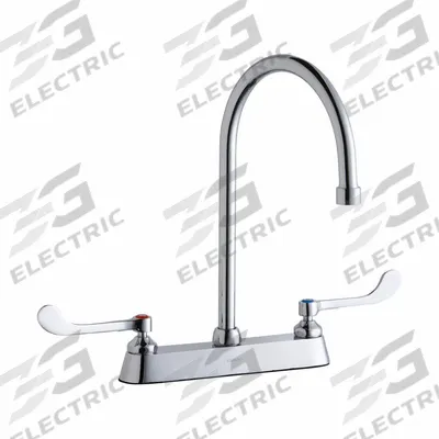 ELKAY Handle-Operated Faucet: Elkay, Brass, Centerset, Deck, 3 Mounting Holes - Centerset Kitchen Faucets