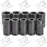 PROTO Impact Socket Set: 3/4 in Drive Size, Small Set (0-50 pieces) Set Size, 10 Pieces, Black Oxide (MPN J72100M). Key specifications — attr1204251: PROTO; attr1215453: 3/4 in; attr1215454: 19 mm to 33 mm.
