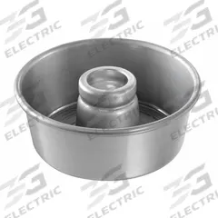 CHICAGO METALLIC Cake Pan: Aluminized Steel, Glazed, Solid, 7 1/2 in Overall Dia, 15 ga Gauge (MPN 46535). Key specifications — Bead Closure: Closed Bead; Coating: Glazed; Pan Style: Angel Food Cake Pan; Perforation: Solid; Brand: CHICAGO METALLIC; Color: Silver; Material: Aluminized Steel; NSF Certified: No.