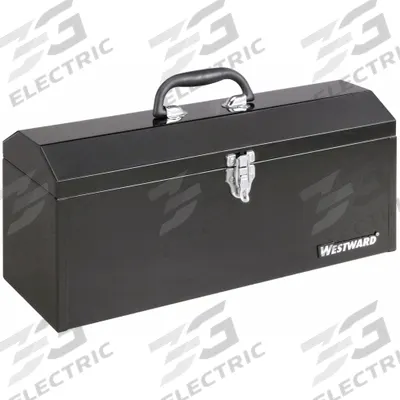 WESTWARD Tool Box: 19 in W 7 in D 8 5/8 in H, Plastic/Steel, Black, Padlock - Steel Tool Boxes