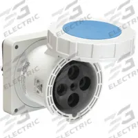 BRYANT Pin and Sleeve Receptacle: Blue, 250V AC, Three Phase, 100 A, 3 Pole, 4 Wire, IEC Grounding (MPN BRY4100R9W). Key specifications — Brand: BRYANT.