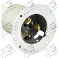 HUBBELL Locking Inlet: Non-NEMA, Silver, 125/250V AC, 50 A, 3 Pole, 4 Blade (MPN CS6375). Key specifications — Voltage Rating: 125/250V AC; Brand: HUBBELL.