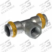 APOLLO Crimp Tee Fitting: 3/4 in Pipe x 1/2 in Pipe x 3/4 in CTS Size, Press-fit x FNPT x Press-fit (MPN 123456878). Key specifications — Brand: APOLLO; Series: SmartPress.