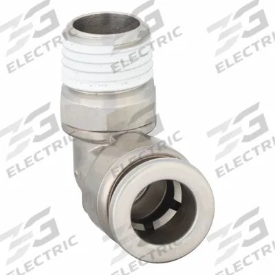SMC Push-Fit Elbow Fitting: 3/8 in OD x 1/4 in OD Size, Push-to-Connect x MNPT - Stainless Steel Tube Fittings