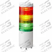 PATLITE Tower Light Assembly: 3 Tier, No Sounder Tier, IP65, Amber/Green/Red, Direct Wire, Steady (MPN LR7-302WJNW-RYG). Key specifications — Manufacturer Part Number: LR7-302WJNW-RYG; Brand: PATLITE; Operating Voltage: 24V DC; Light Tier Color: Red.