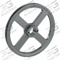 APPROVED VENDOR V-Belt Pulley: AK104, 1 Groove, 10.25 in OD, Bushed Bore, H/QT, Cast Iron, Spoked (MPN AK104H). Key specifications — Pulley Industry Number: AK104; Pitch Diameter: 10 in (4L, A); For Belt Section (broad, with similar types): 4L, A, or AX.