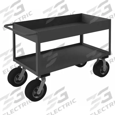 APPROVED VENDOR Utility Cart: 1,200 lb, 36 in L x 24 in W Shelf, 2 Shelves, Gray - Utility Carts with Rough Surface Wheels