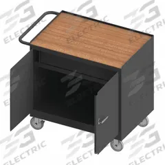 DURHAM MFG Mobile Cabinet Workbench: 36 in x 24 in, Hardboard, 1,200 lb Overall Load Capacity, Gray (MPN 3115-TH-95). Key specifications — Included Components: Handle on Side; Assembly: Fully Assembled; Brand: DURHAM MFG.