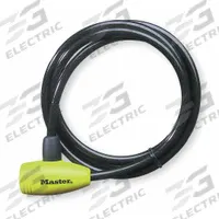 MASTER LOCK Cable Lock: Steel, Gray, 6 ft Cable Lg, 3/8 in Cable Dia, Key Locking (MPN 8154DPF). Key specifications — Cable Coating: Vinyl; Cable Color: Gray; Cable Lock Type: Fixed Length Cable Locks; Locking Style: Key; Brand: MASTER LOCK; Cable Material: Steel.