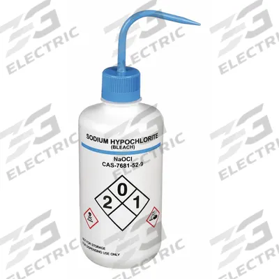 APPROVED VENDOR Wash Bottle: 1 L, Bleach/Sodium Hypochlorite, Blue, Narrow, Std Spout Spout - Narrow Mouthed Standard Spout Wash Bottles